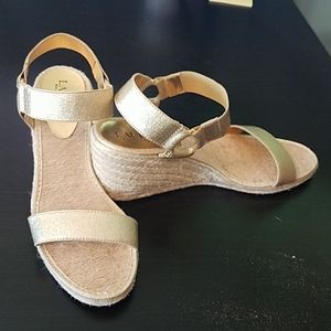 Ralph Lauren gold wedges size 8 WORN ONCE